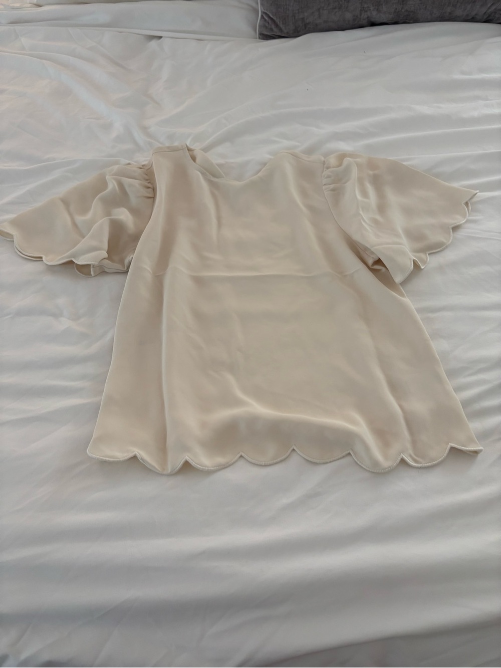Express Cream Scalloped Sleeve Blouse